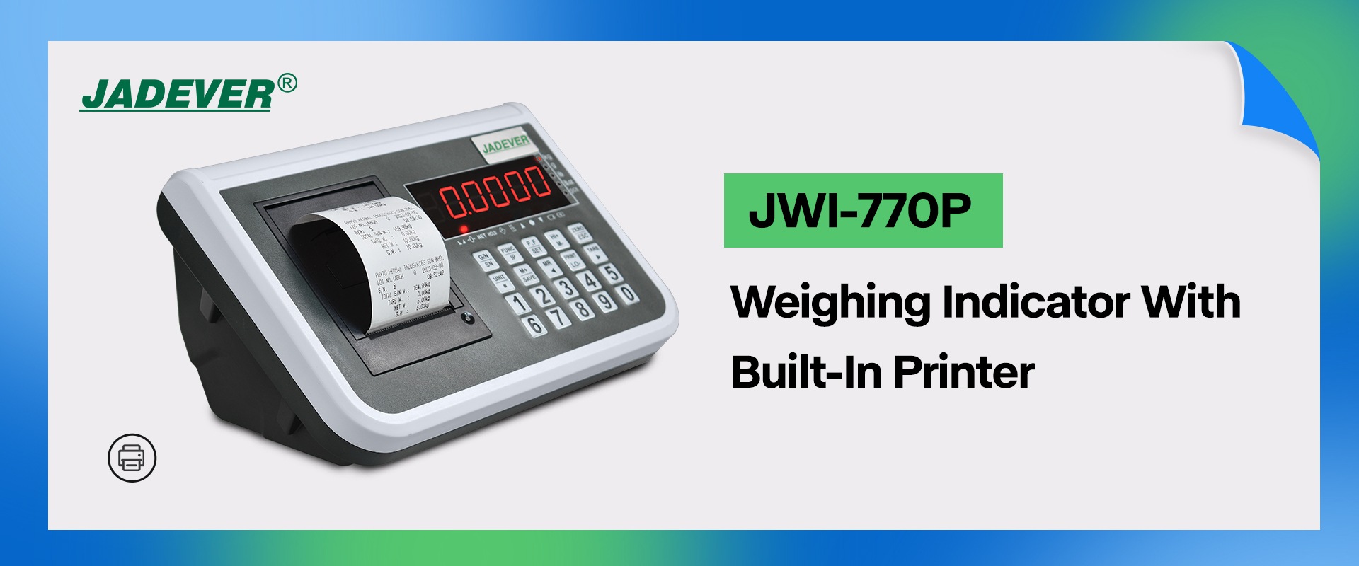El indicador de pesaje con impresión incorporada JADEVER JWI-770P facilita la gestión del pesaje.